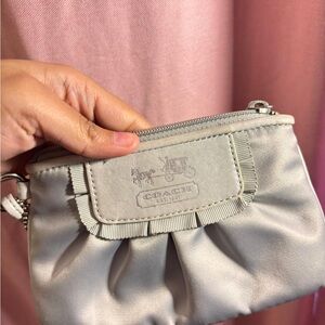 Coach Metallic Silver Wristlet